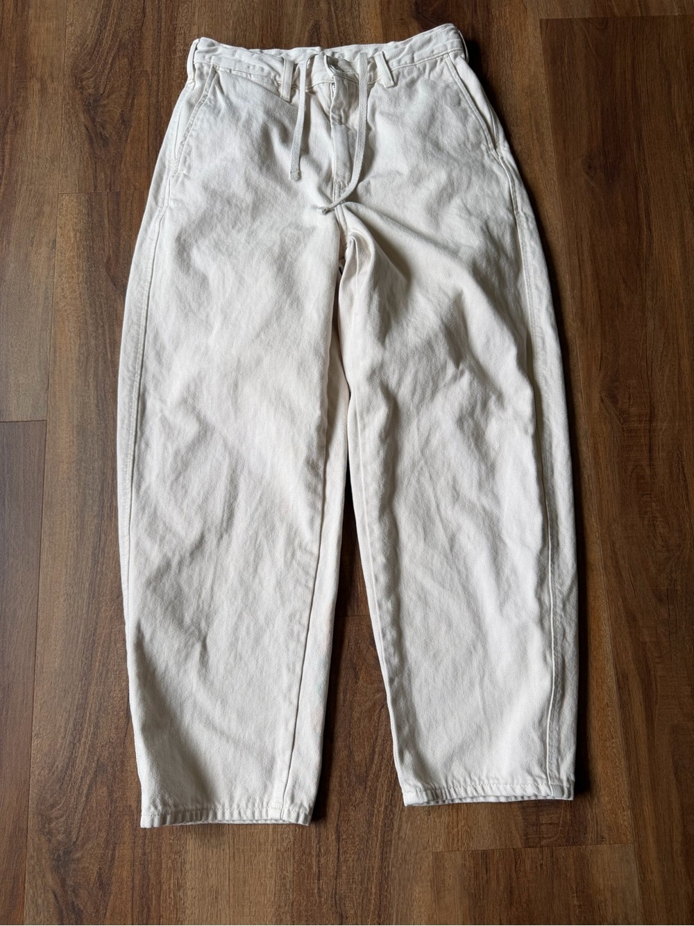Uniqlo Unisex Beige Barrel Pants S 100% Cotton